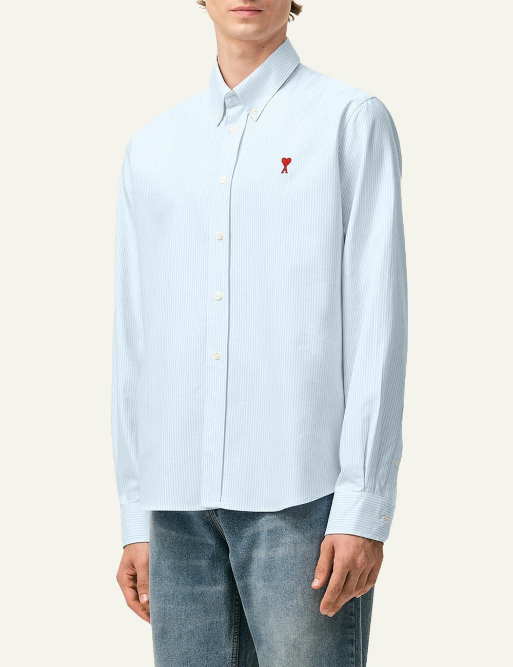 Ami Paris striped shirt light blue side view