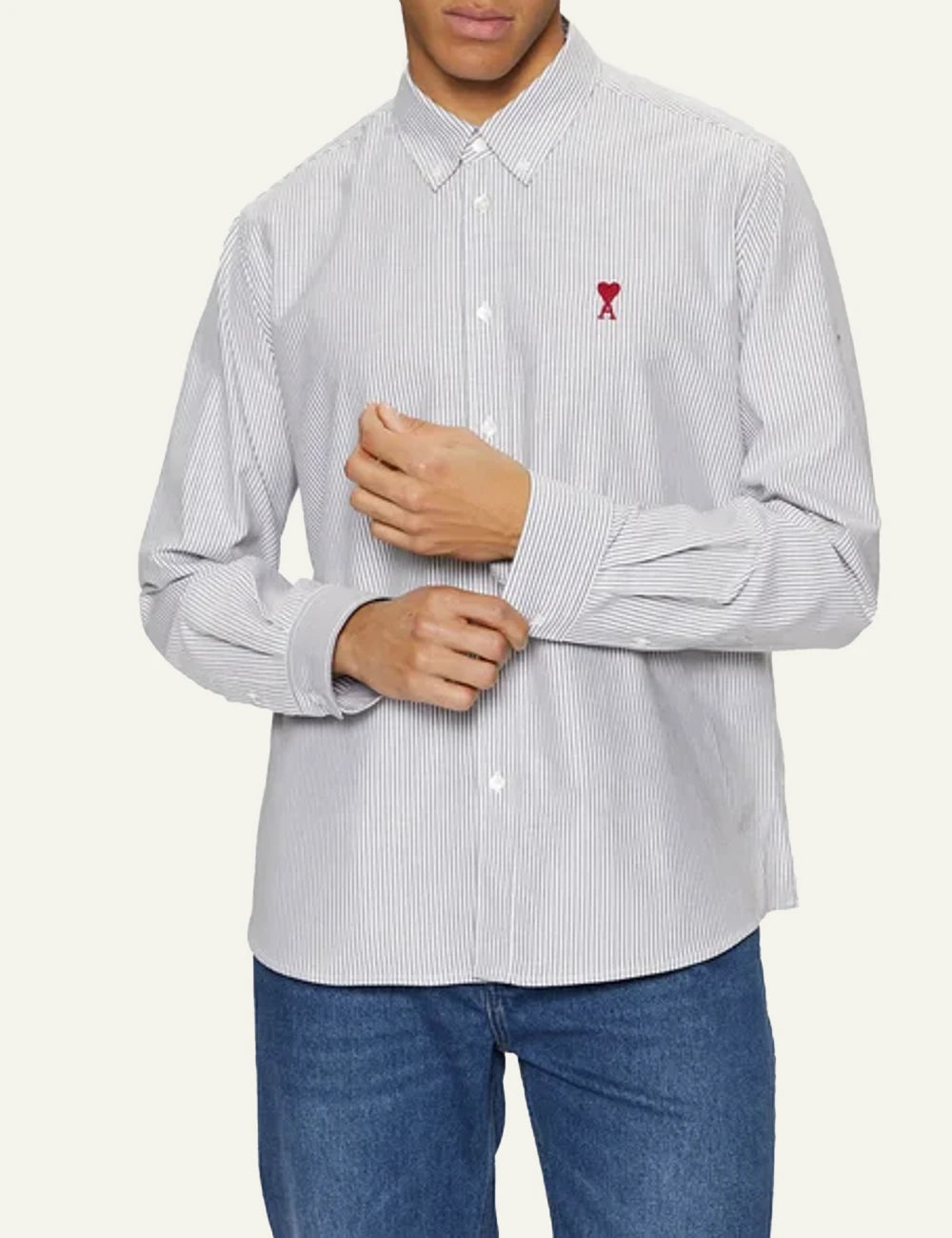 Ami Paris striped shirt white blue front view