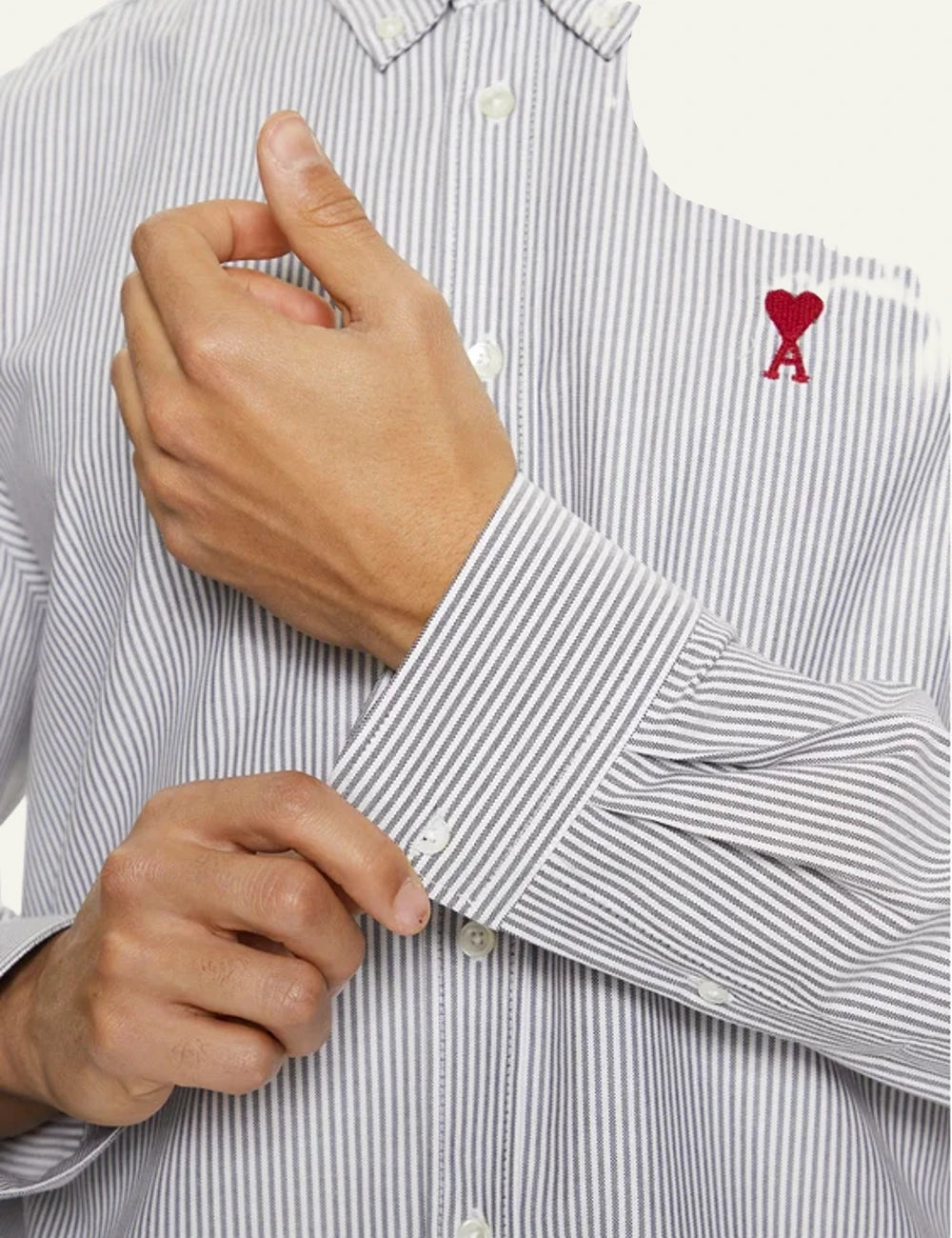 Ami Paris striped shirt white blue chest logo detail