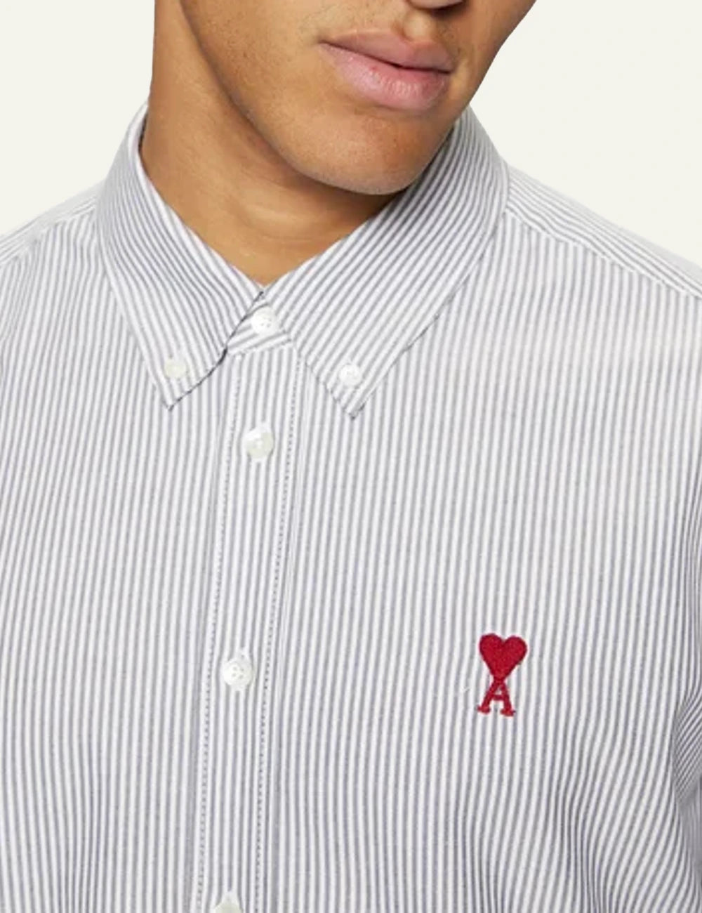 Ami Paris striped shirt white blue cuff detail