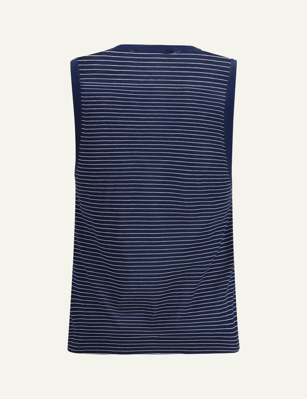 AMI Paris striped tank top ink blue sleeveless logo detail back view