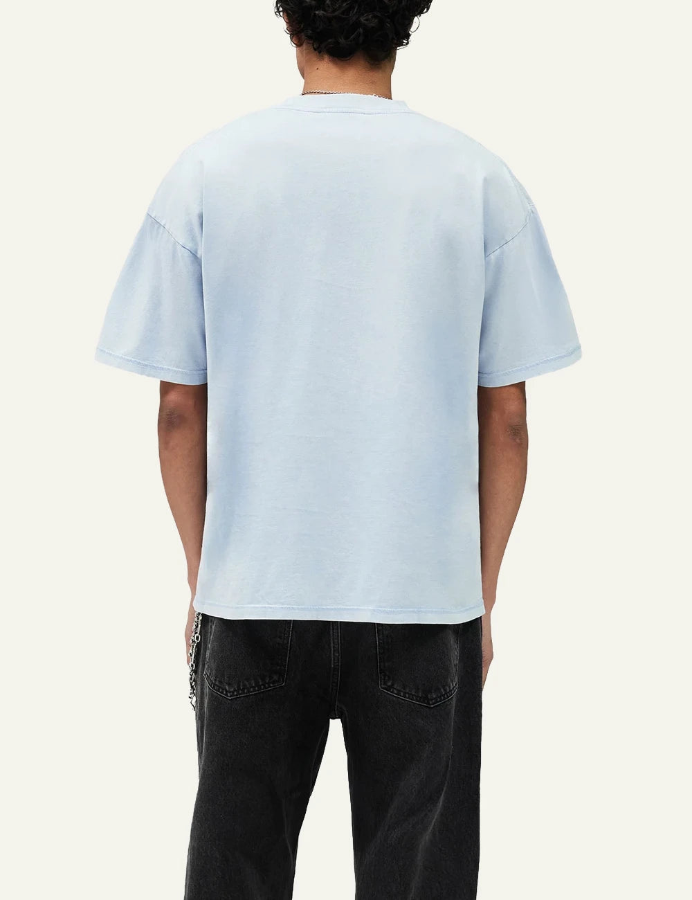 Ami Paris t shirt light blue back view worn
