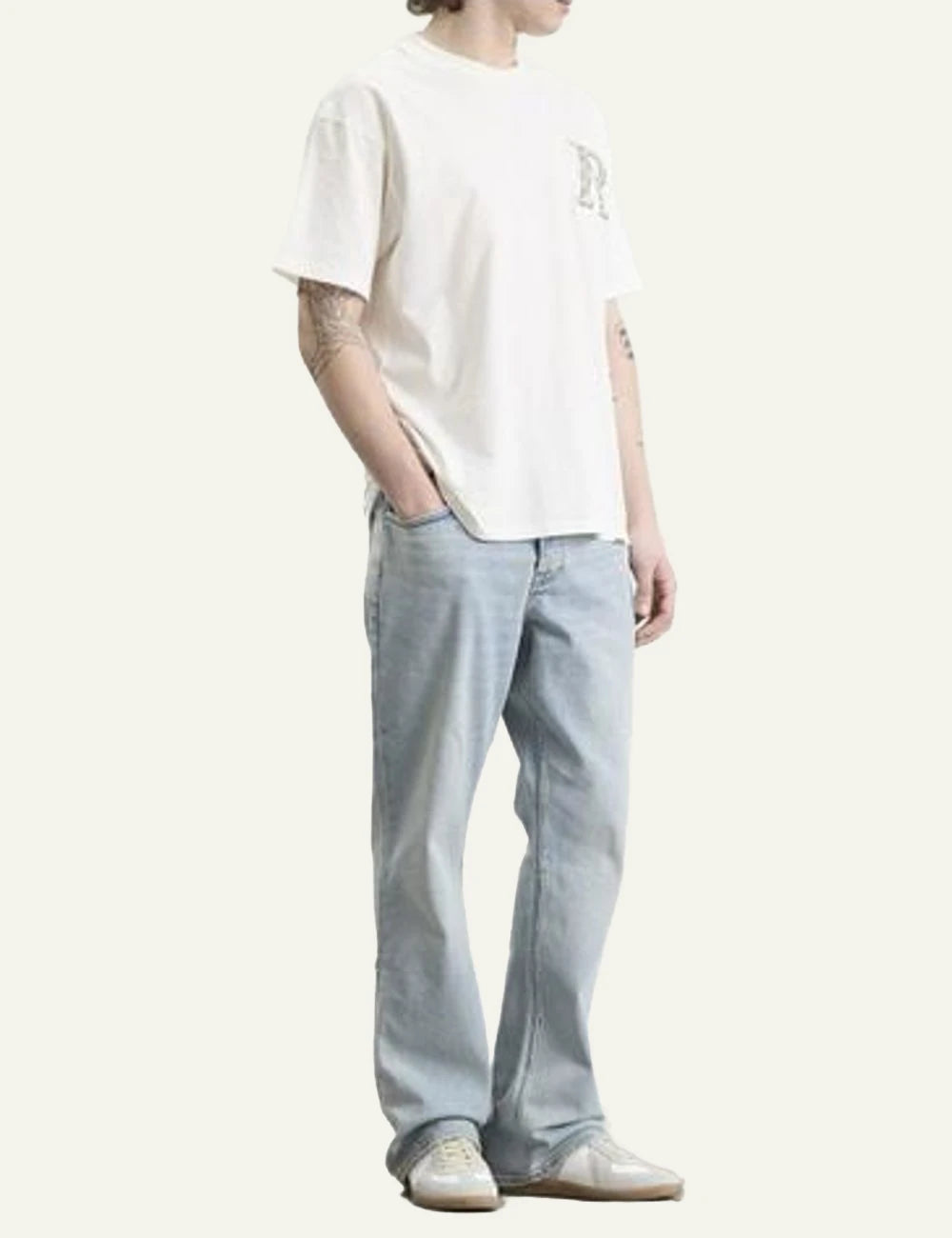 Ami Paris t shirt off white front full body worn