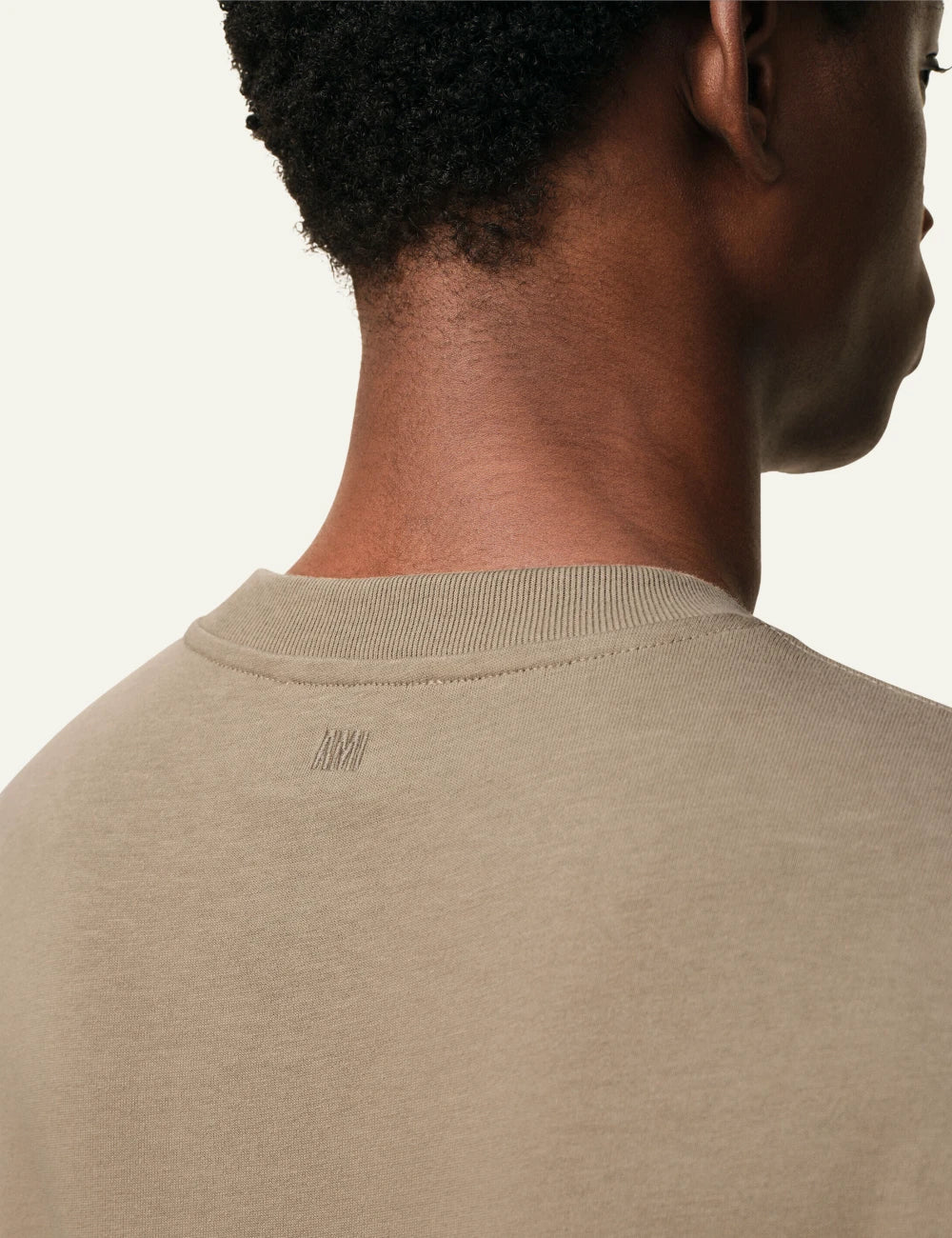 Ami Paris t-shirt taupe beige cotton embossed logo boxy fit back