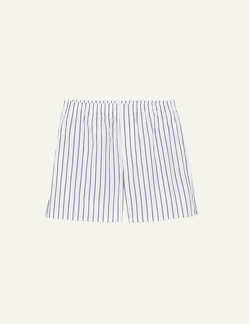 ami paris white blue stripe cotton poplin shorts casual fit front view