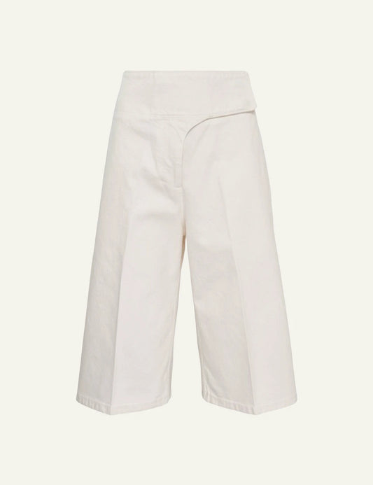 Ami Paris wrap bermuda pants white front flat view