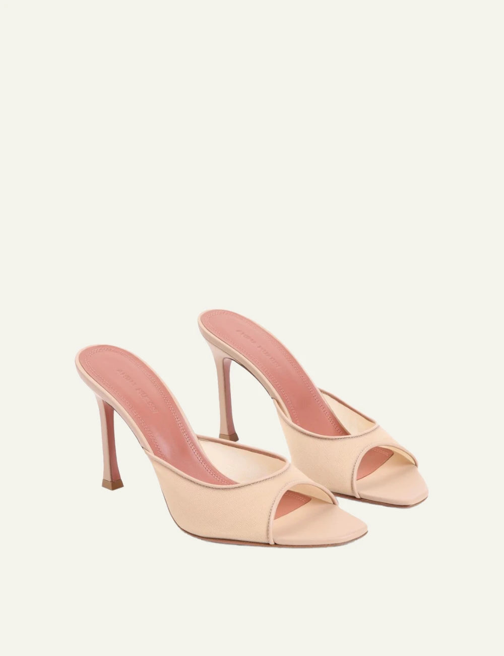 Amina Muaddi 13S362759ALE Alexa Mesh Slipper 95 beige mule heel square toe front view