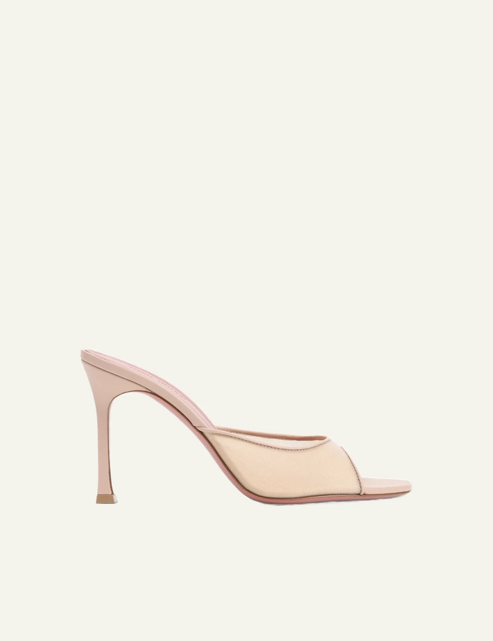 Amina Muaddi 13S362759ALE Alexa Mesh Slipper 95 beige mule heel square toe side view