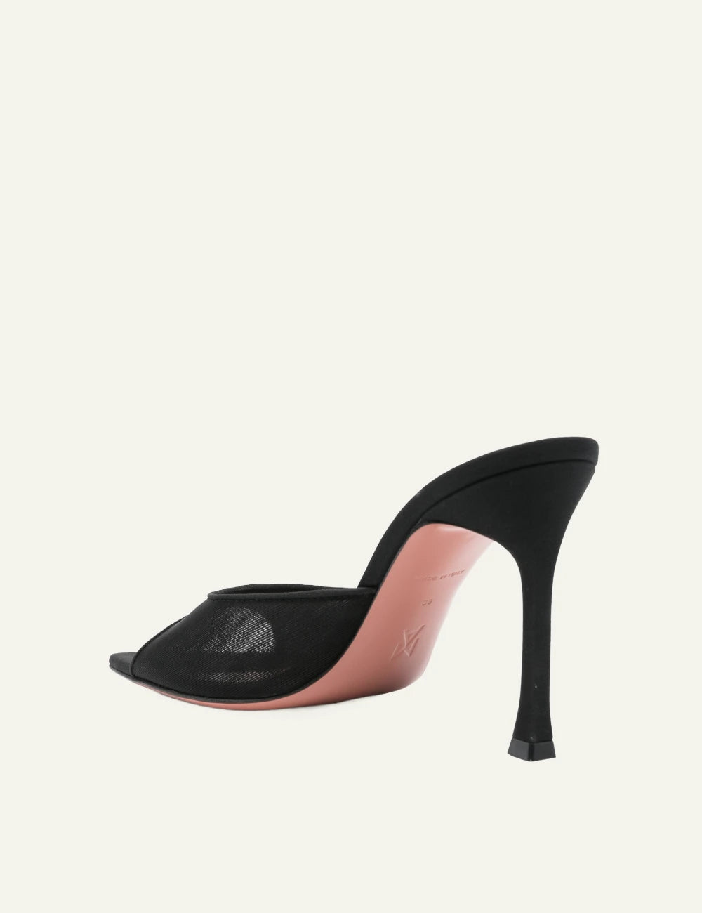 Amina Muaddi 13S362760ALE Alexa Mesh Slipper 95 black mule heel back view