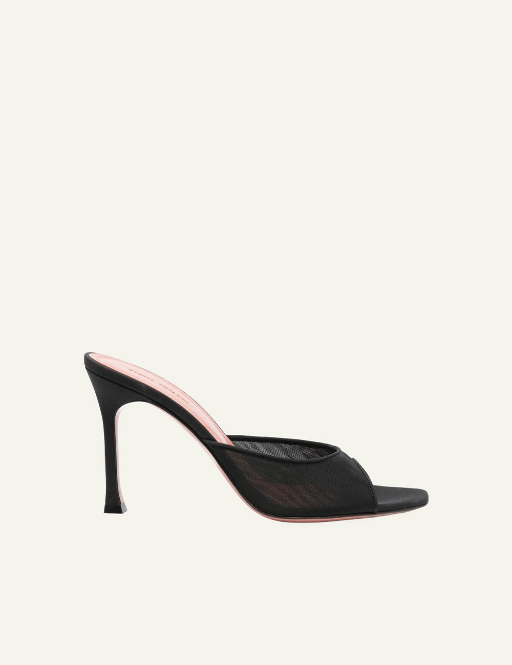 Amina Muaddi 13S362760ALE Alexa Mesh Slipper 95 black mule heel side view