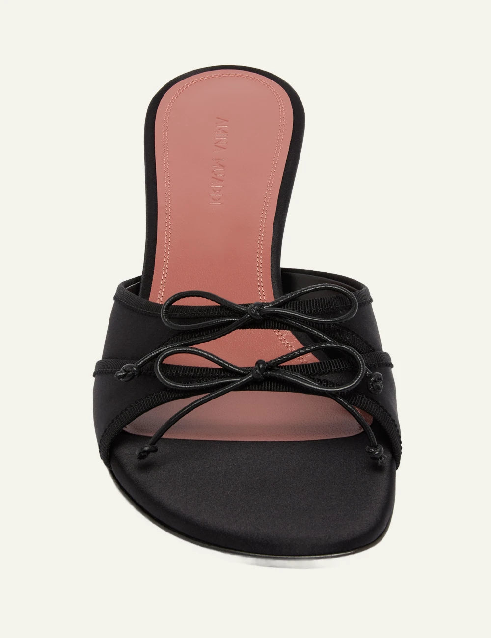 Amina Muaddi 16S365897ELE Eleonora Slipper 45 black satin mule low heel front view