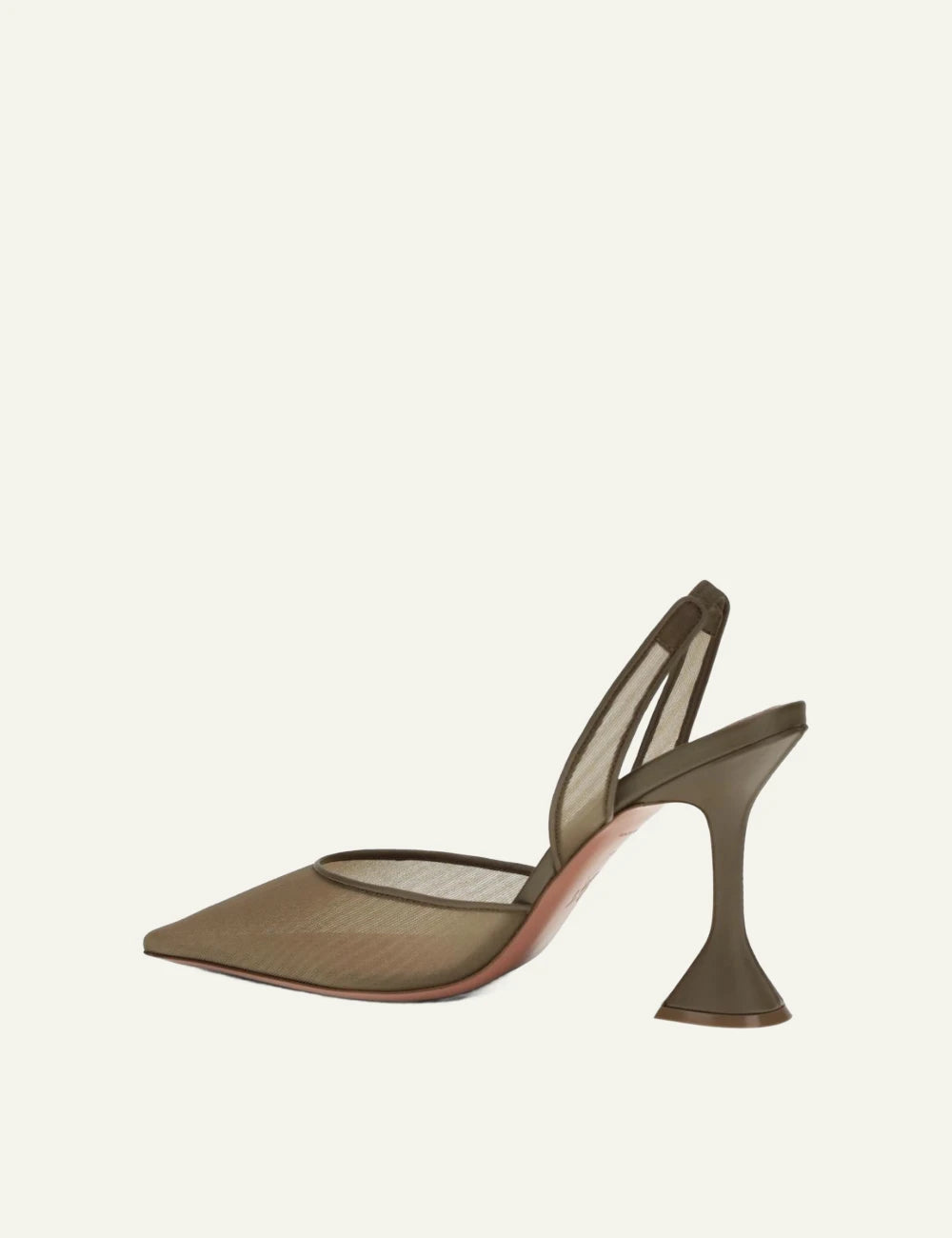 Amina Muaddi 16S365907HOL Holli Mesh Sling 95 taupe pointed slingback heel profile view