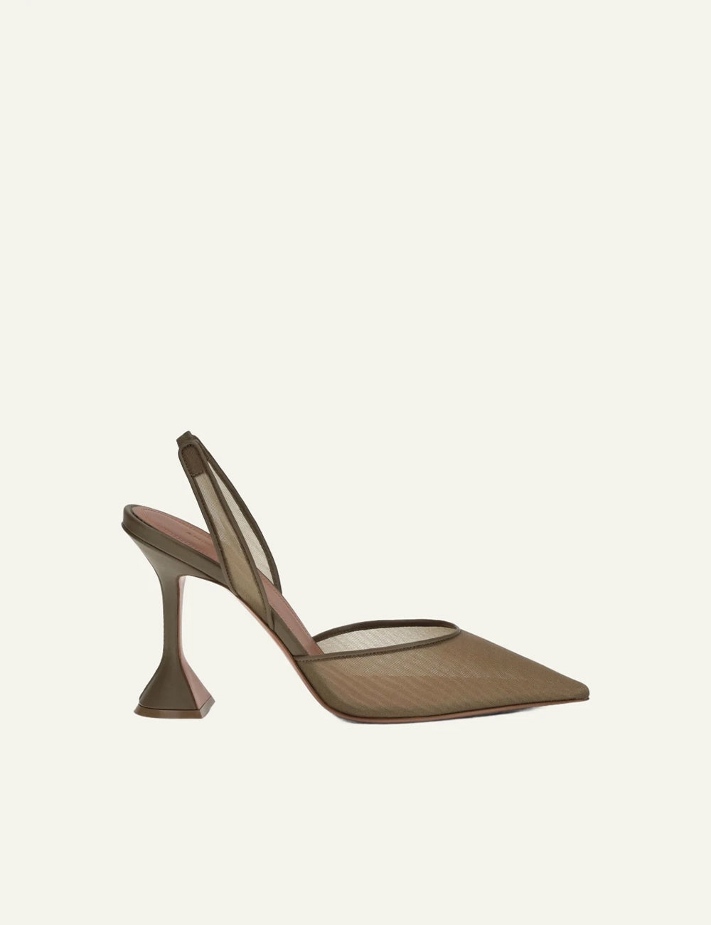 Amina Muaddi 16S365907HOL Holli Mesh Sling 95 taupe pointed slingback heel side view