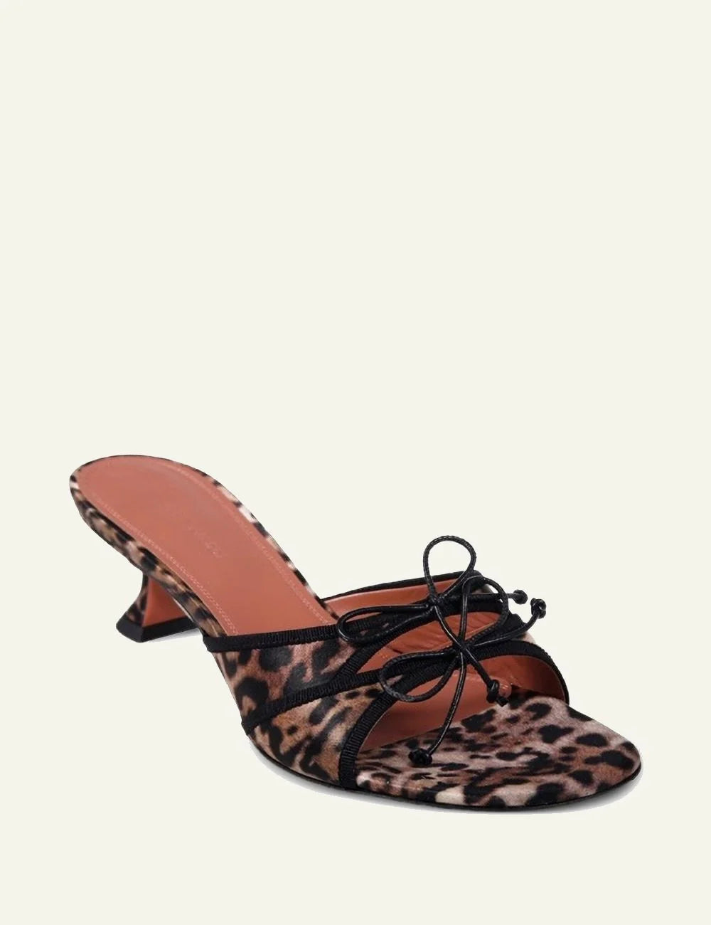 Amina Muaddi 16S365966HOL Holli Sling 95 leopard satin pointed heel angled view