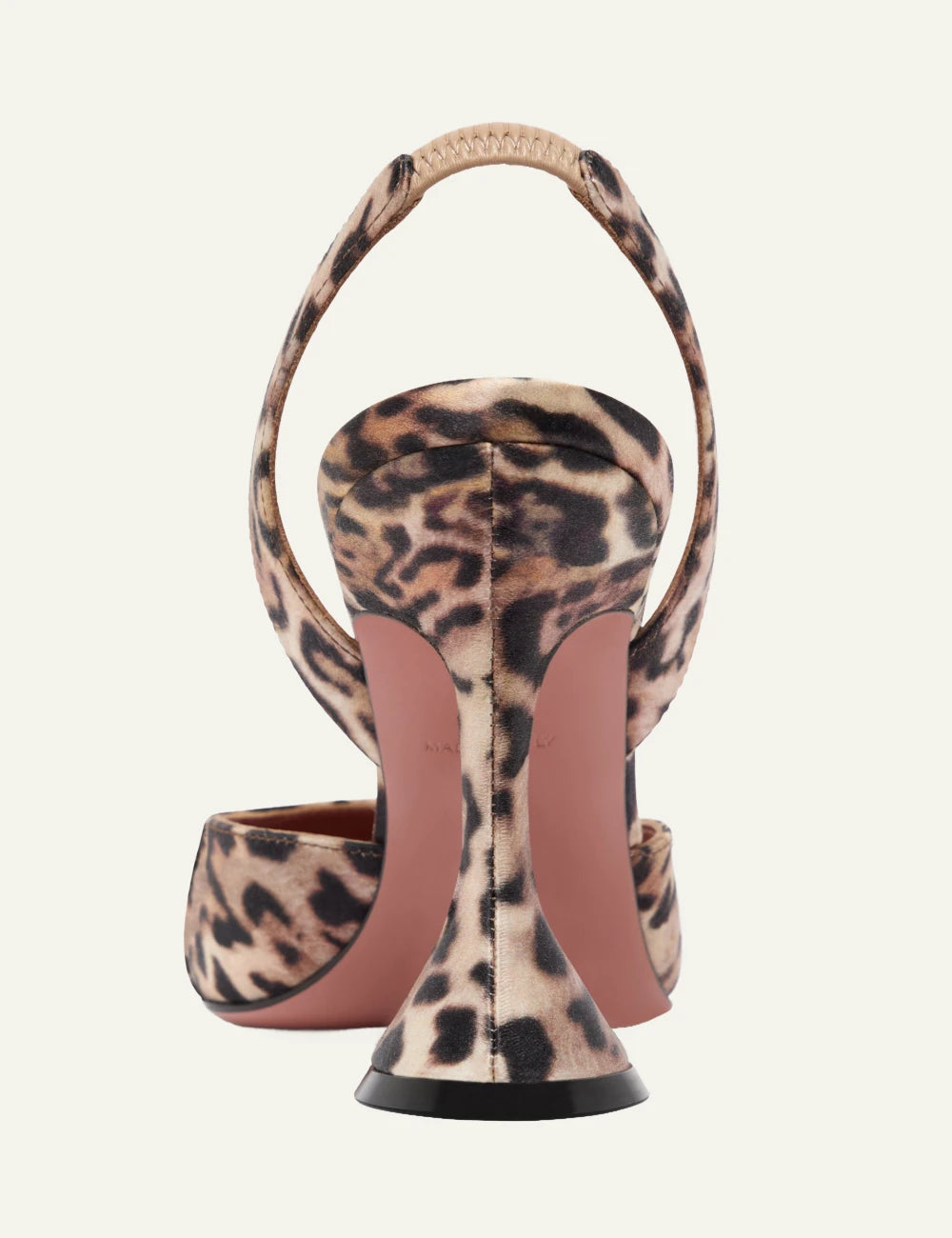 Amina Muaddi 16S365966HOL Holli Sling 95 leopard satin pointed heel back view