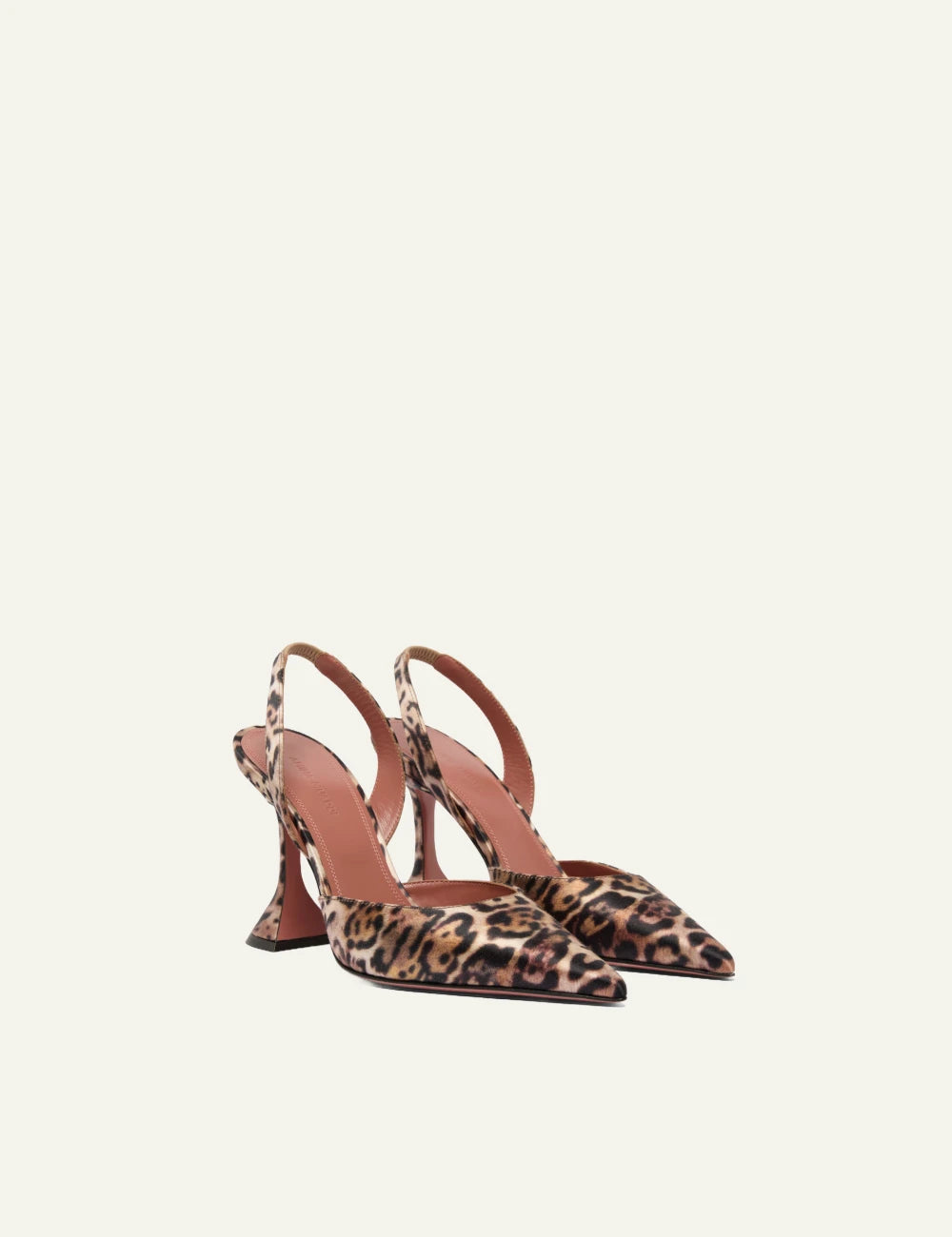 Amina Muaddi 16S365966HOL Holli Sling 95 leopard satin pointed heel angled view