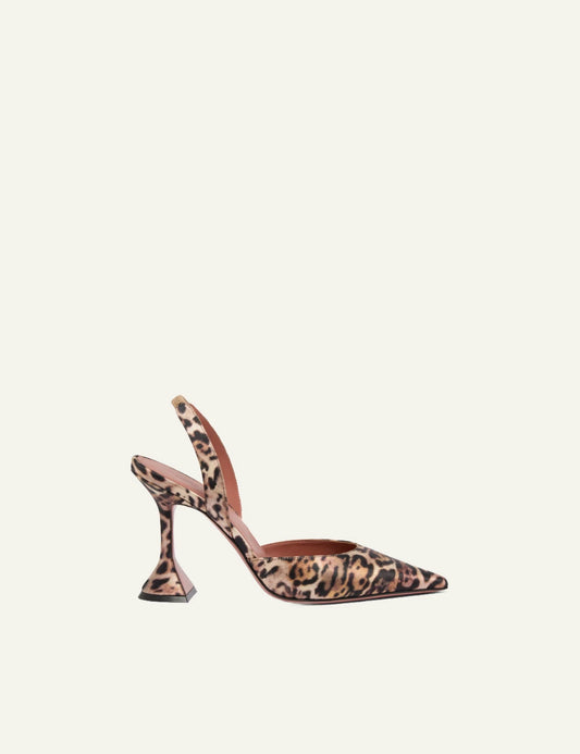 Amina Muaddi 16S365966HOL Holli Sling 95 leopard satin pointed heel side view