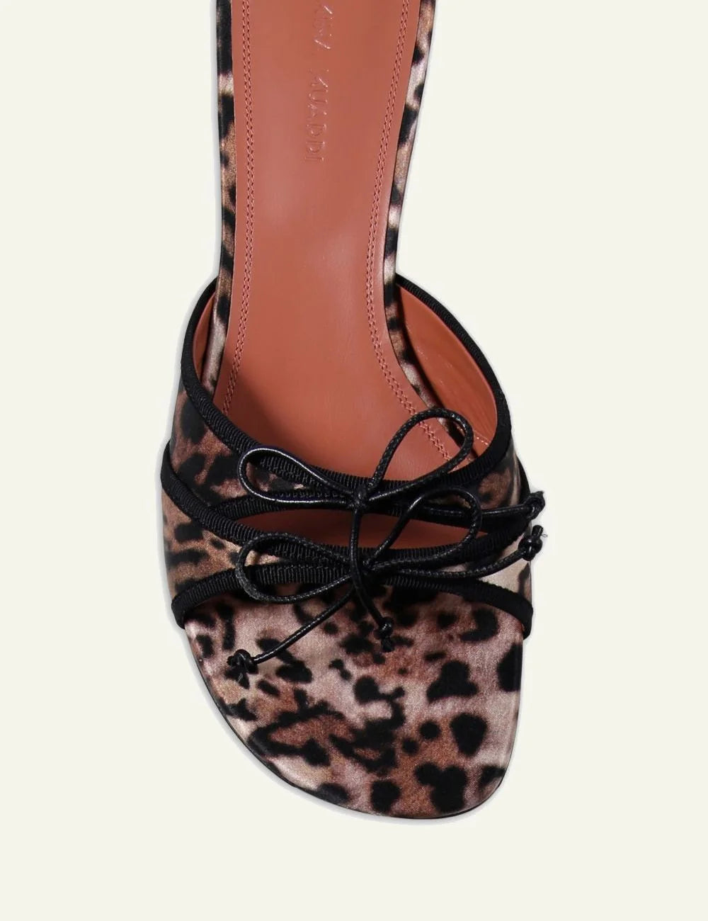 Amina Muaddi 16S365966HOL Holli Sling 95 leopard satin pointed heel top view
