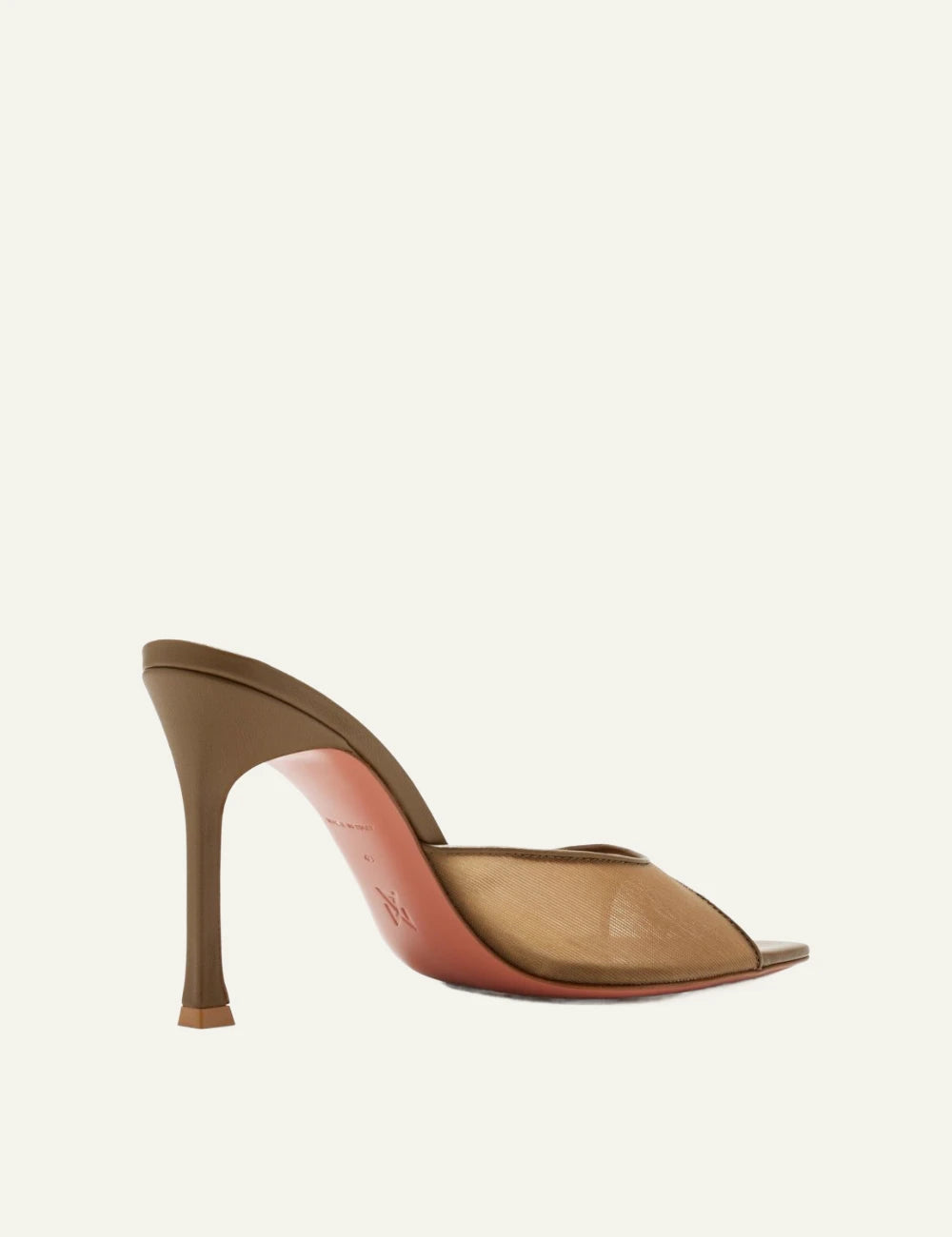Amina Muaddi 16S366066ALE Alexa Glass Slipper 95 latte mesh mule heel back view