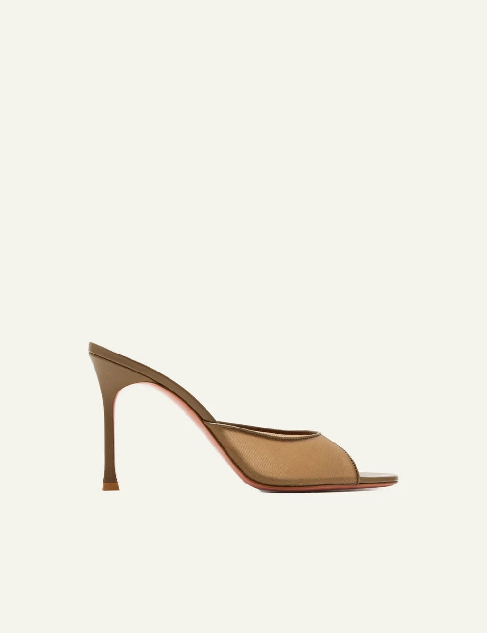 Amina Muaddi 16S366066ALE Alexa Glass Slipper 95 latte mesh mule heel side view