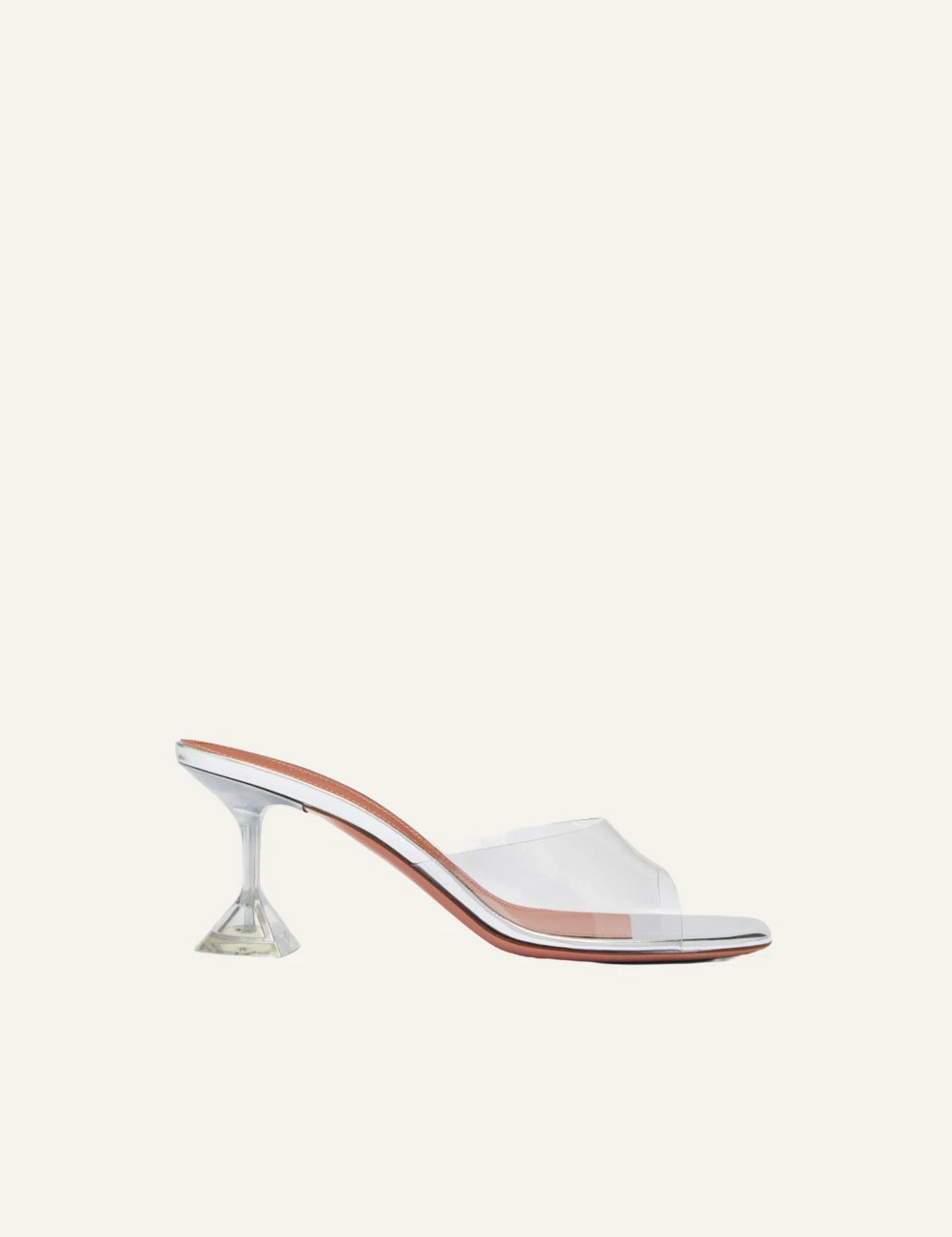 Amina Muaddi Lupita Glass Slipper 70 mule diafano PVC me plexi heel 70mm side view