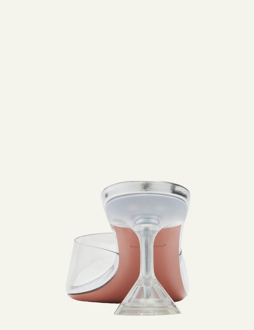 Amina Muaddi Lupita Glass Slipper 70 mule diafano PVC me plexi heel 70mm back view