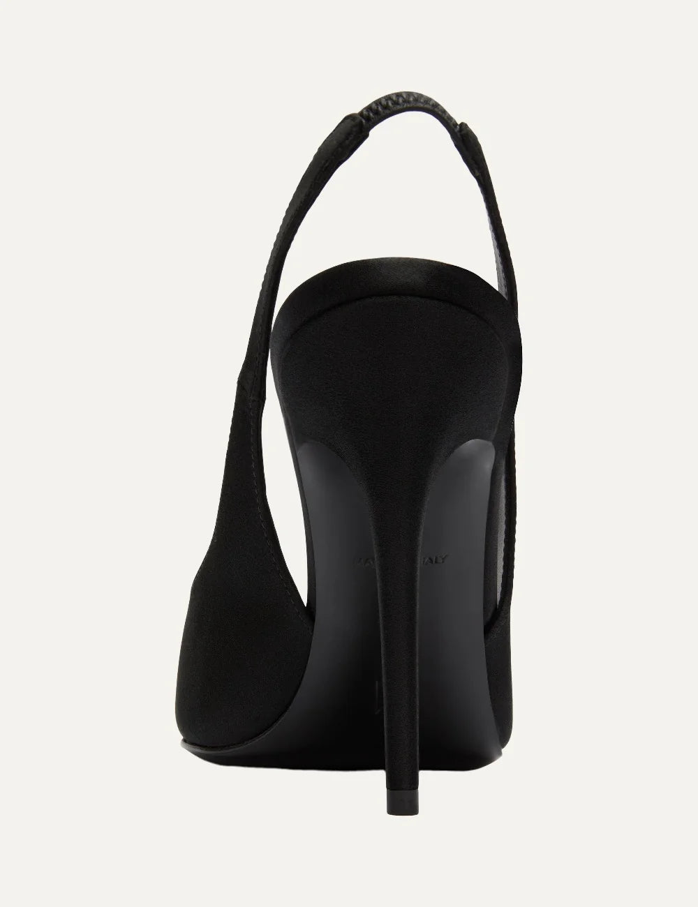 Amina Muaddi women Anok Sling 105 black satin pointed toe slingback pumps heel detail