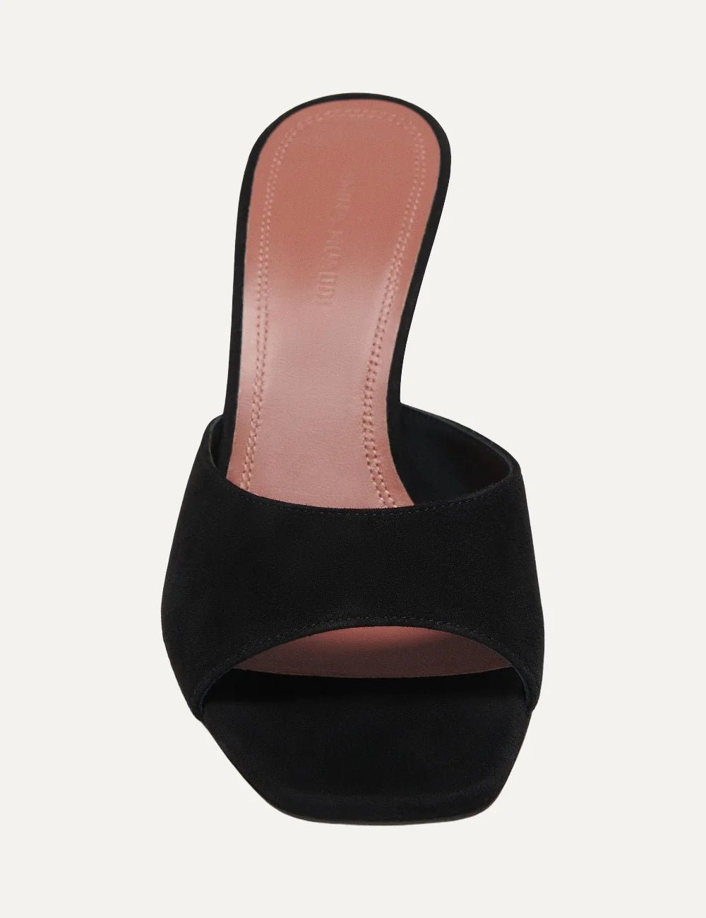Amina Muaddi women Lupita Slipper 70 black suede heeled sandals top view