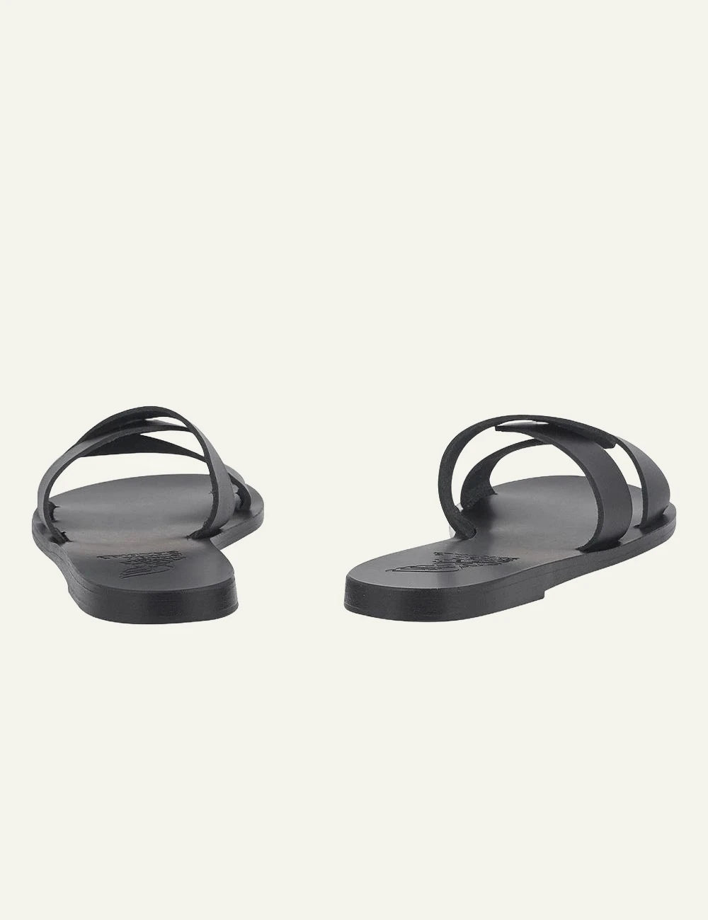 Ancient Greek Sandals Desmos black leather sandals me cross straps back view