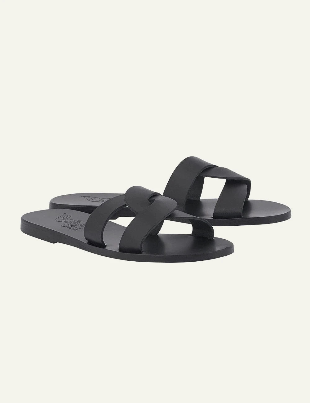 Ancient Greek Sandals Desmos black leather sandals me cross straps profile view