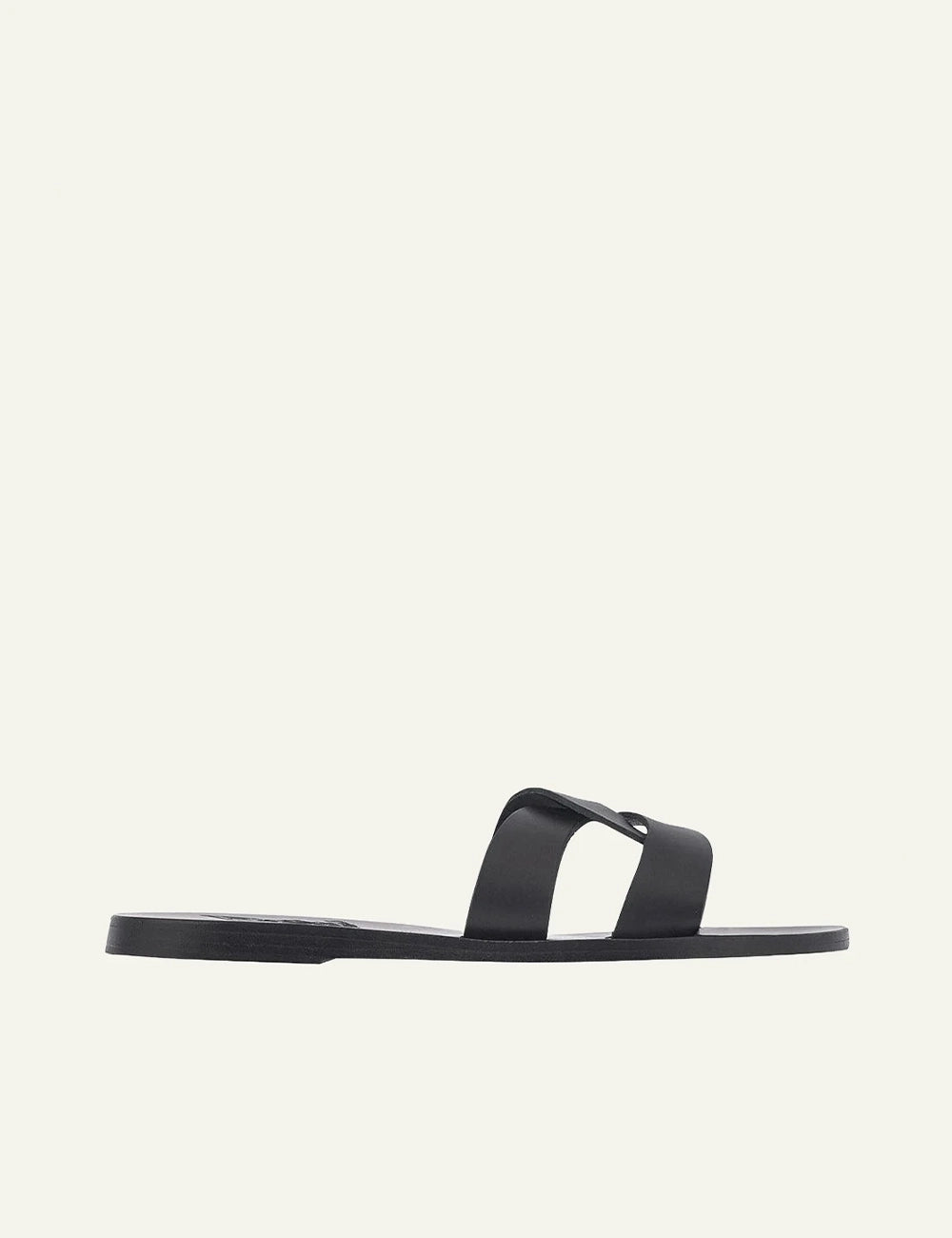 Ancient Greek Sandals Desmos black leather sandals me cross straps side view