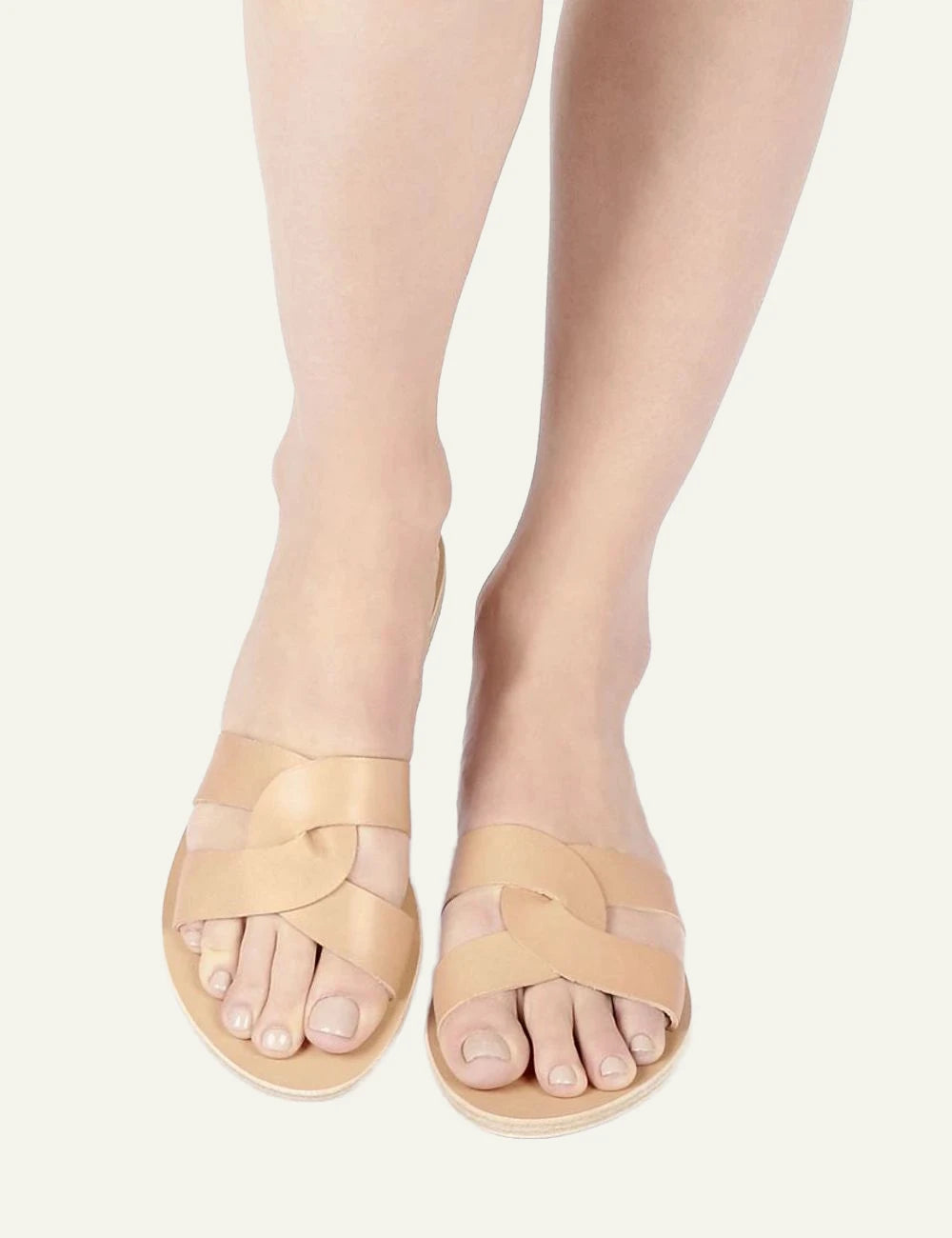 Ancient Greek Sandals Desmos natural leather sandals me cross straps side model view