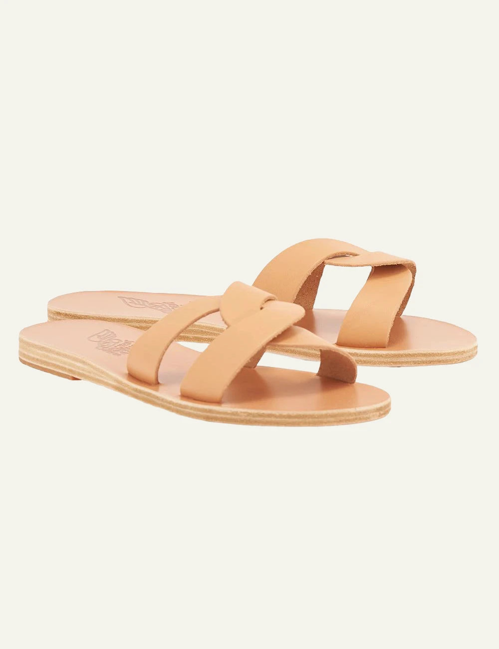 Ancient Greek Sandals Desmos natural leather sandals me cross straps profile view
