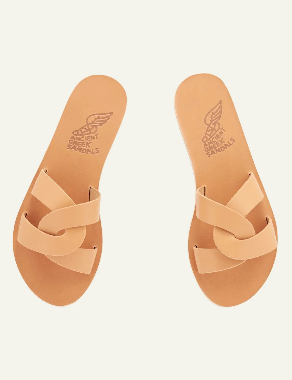 Ancient Greek Sandals Desmos natural leather sandals me cross straps top view