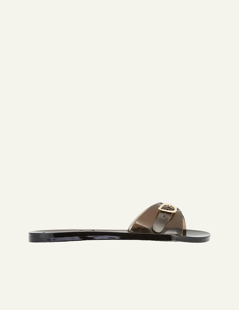 Ancient Greek Sandals Filia jelly black slide me buckle strap glossy side view