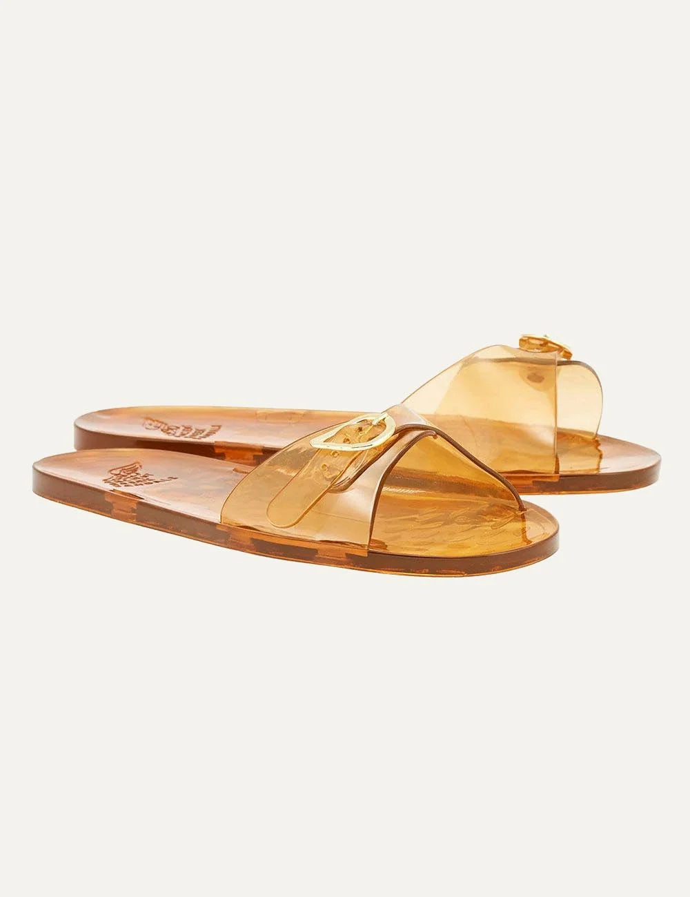 Ancient Greek Sandals Filia jelly caramel slide me buckle strap glossy profile view
