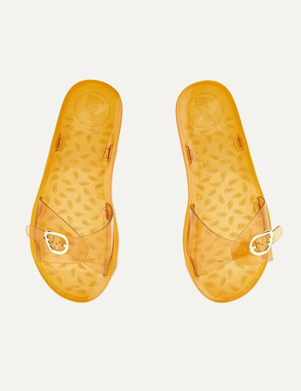 Ancient Greek Sandals Filia jelly caramel slide me buckle strap glossy top view