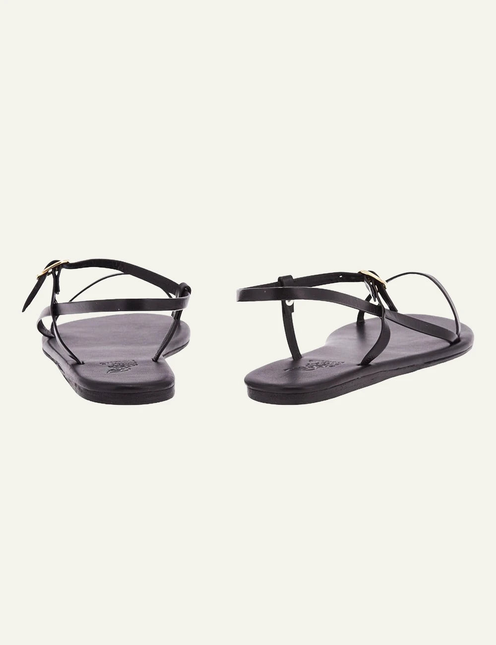 Ancient Greek Sandals Filothei black leather strappy sandal slim sole back view