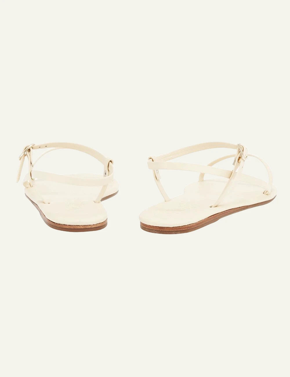 Ancient Greek Sandals Filothei off white leather strappy sandal minimal back view