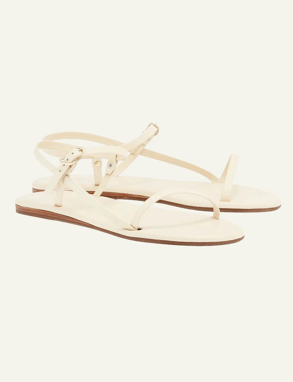 Ancient Greek Sandals Filothei off white leather strappy sandal minimal profile view