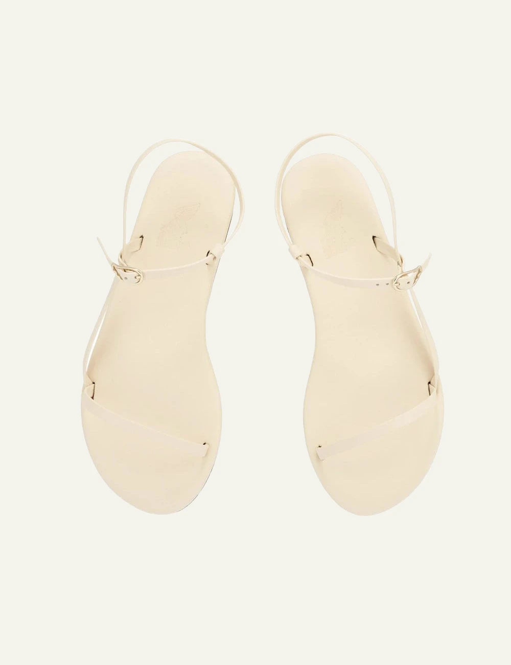 Ancient Greek Sandals Filothei off white leather strappy sandal minimal top view