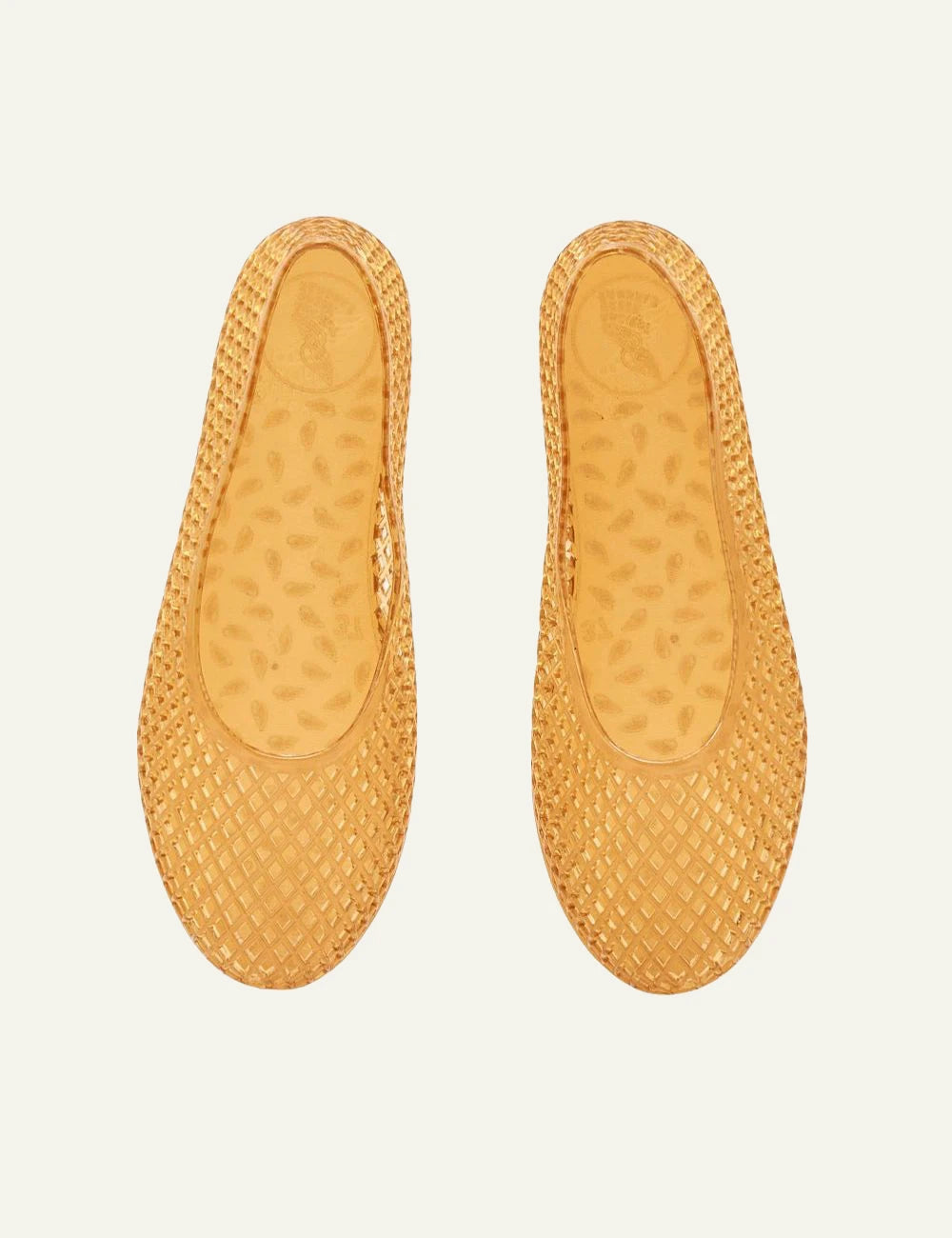 Ancient Greek Sandals Iro caramel jelly ballerina mesh flat top view