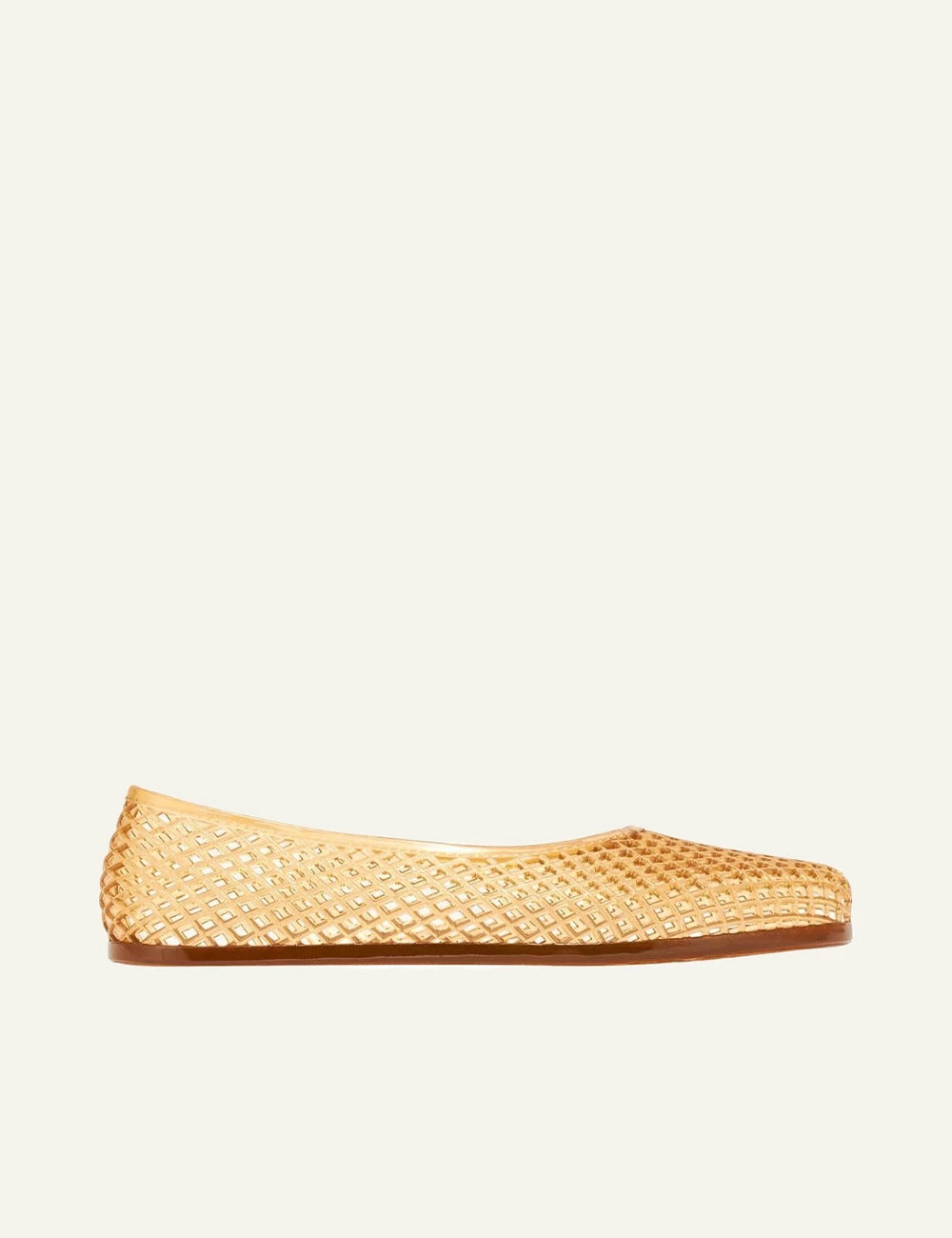 Ancient Greek Sandals Iro caramel jelly ballerina mesh flat side view