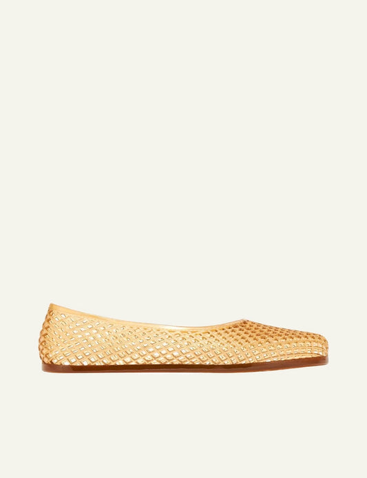 Ancient Greek Sandals Iro caramel jelly ballerina mesh flat side view