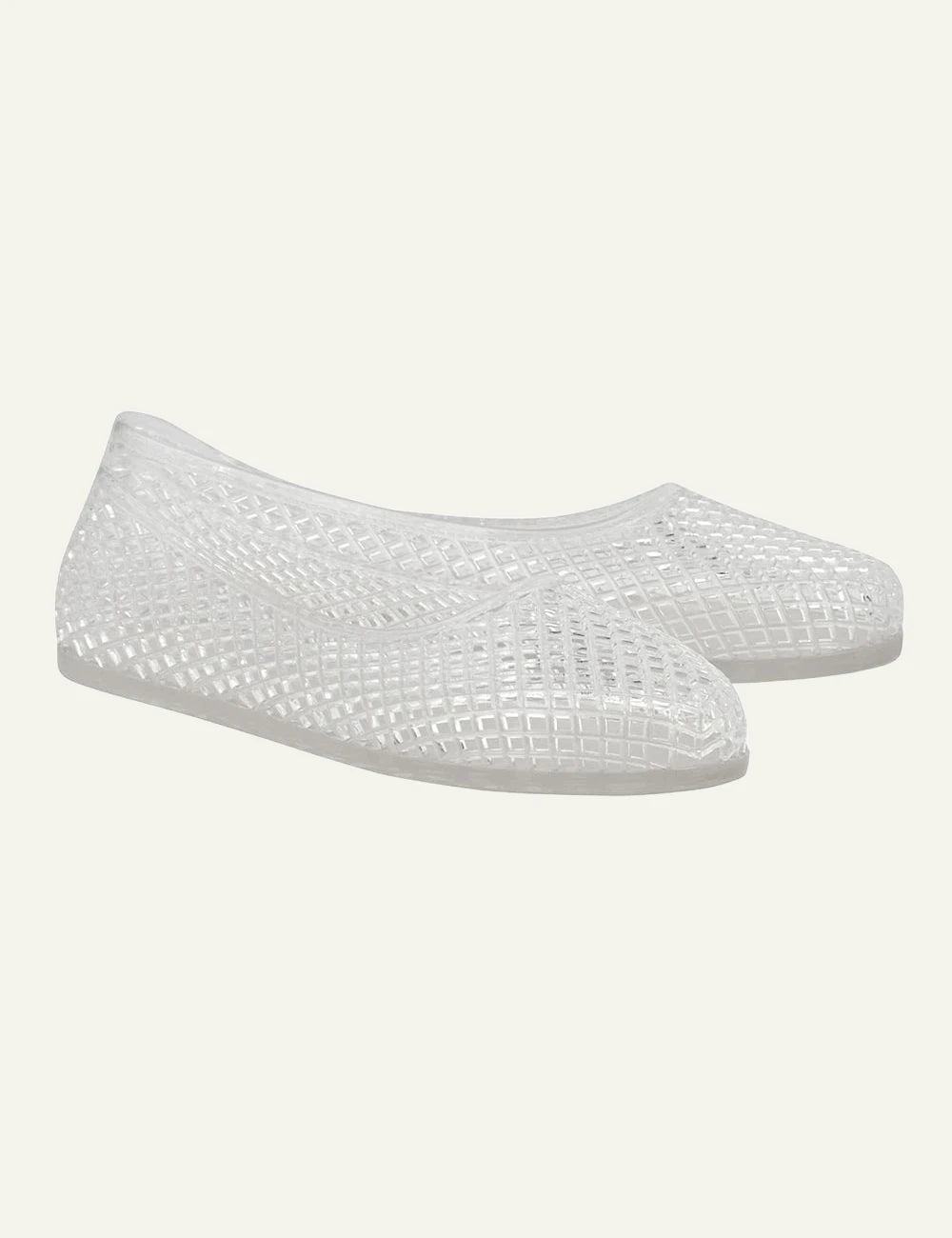 Ancient Greek Sandals Iro clear jelly ballerina mesh flat transparent profile view