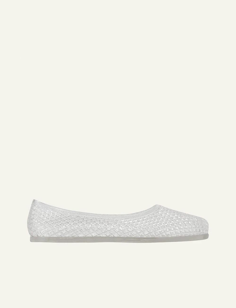 Ancient Greek Sandals Iro clear jelly ballerina mesh flat transparent side view