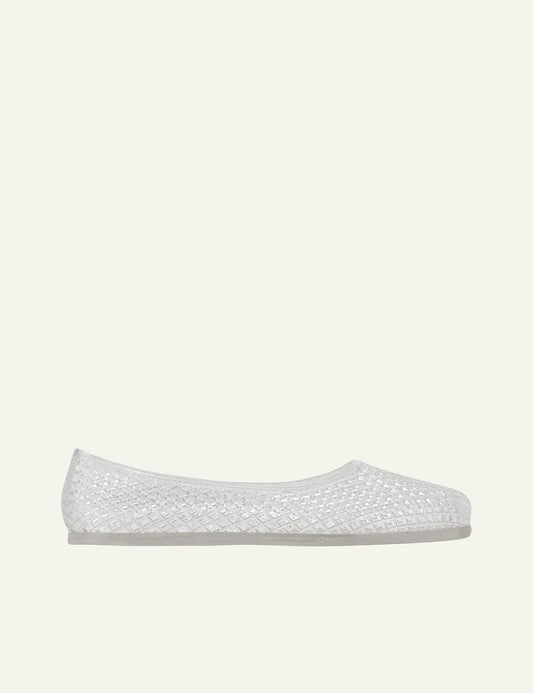 Ancient Greek Sandals Iro clear jelly ballerina mesh flat transparent side view
