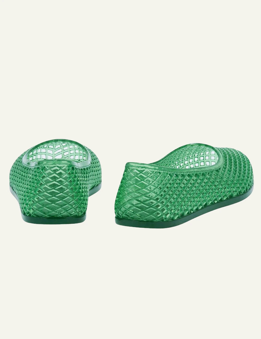Ancient Greek Sandals Iro green jelly ballerina mesh flat back view