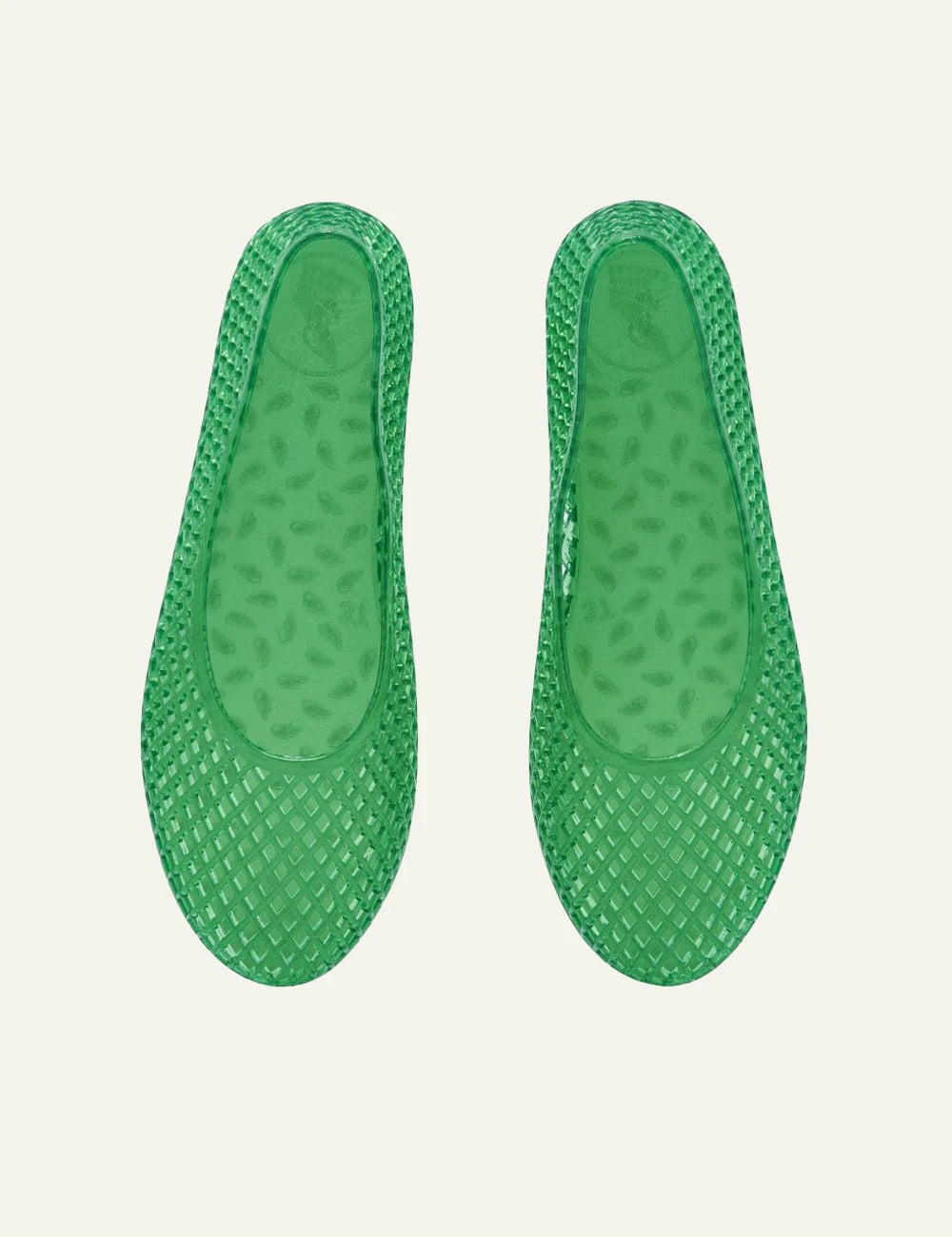 Ancient Greek Sandals Iro green jelly ballerina mesh flat top view