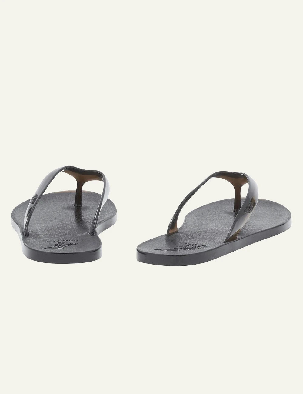 Ancient Greek Sandals jelly flip flop black minimal thong sandal back view